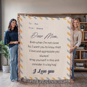 Personalized To My Mom Heirloom Woven Blanket Gift For Mother&#39;s Day, Birthday, Mommy Gift from Daughter and Son, Custom Mom Letter Blanket