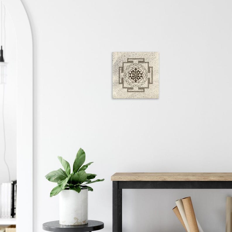 Sri Yantra Poster - Hematite Watercolor Sacred Geometry Art Print ...