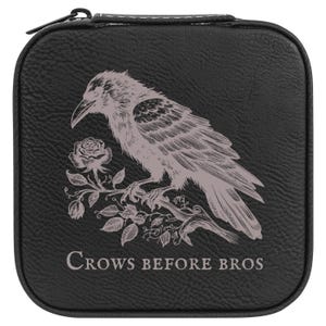 4&quot; x 4&quot; Witchy Floral Raven Leather Jewelry Organizer Gift for Her Halloween Christmas Birthday Women Ethereal Mystical Accessory