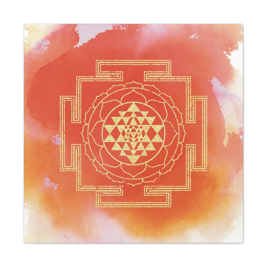 Sri Yantra on Watercolor Background Canvas Gallery Wrap, Meditation ...