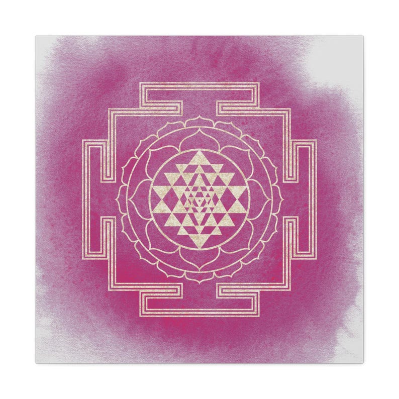 Sri Yantra on Pink Watercolor Background Canvas Gallery Wrap ...