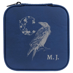 Personalized Witchy Woman Gift Celestial Raven Leather Jewelry Organizer Gift for Her Halloween Christmas Birthday Women Mystical Accessory
