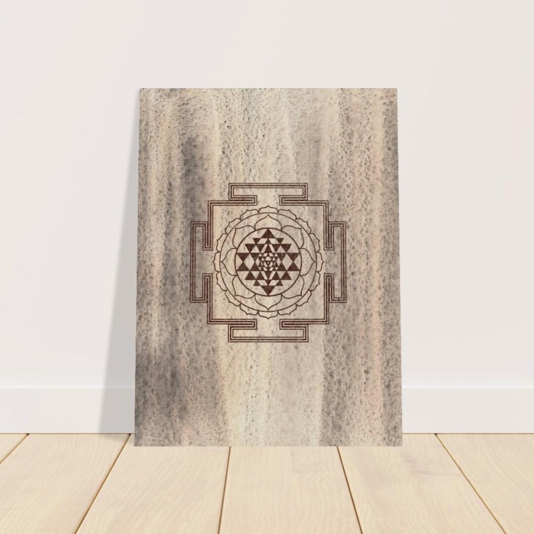 Sree Yantra Sri Yantra on Watercolor Hematite Mineral Crystal ...