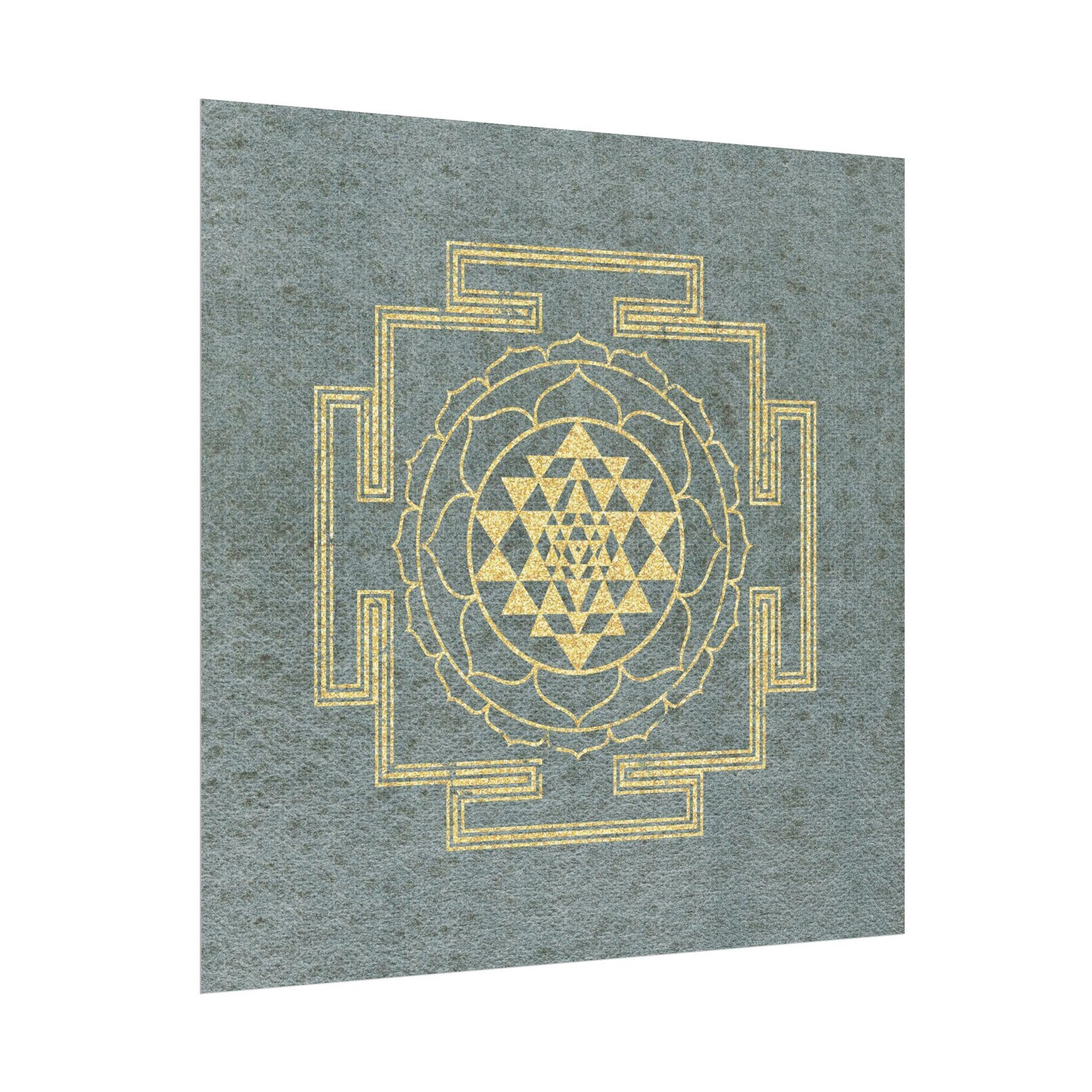 Sri Yantra Textured Watercolor Matte Poster on Soft Gray Background - Etsy