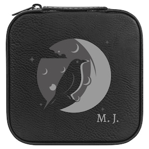 Personalized Witchy Woman Gift Celestial Raven Leather Jewelry Organizer Gift for Her Halloween Christmas Birthday Women Mystical Accessory