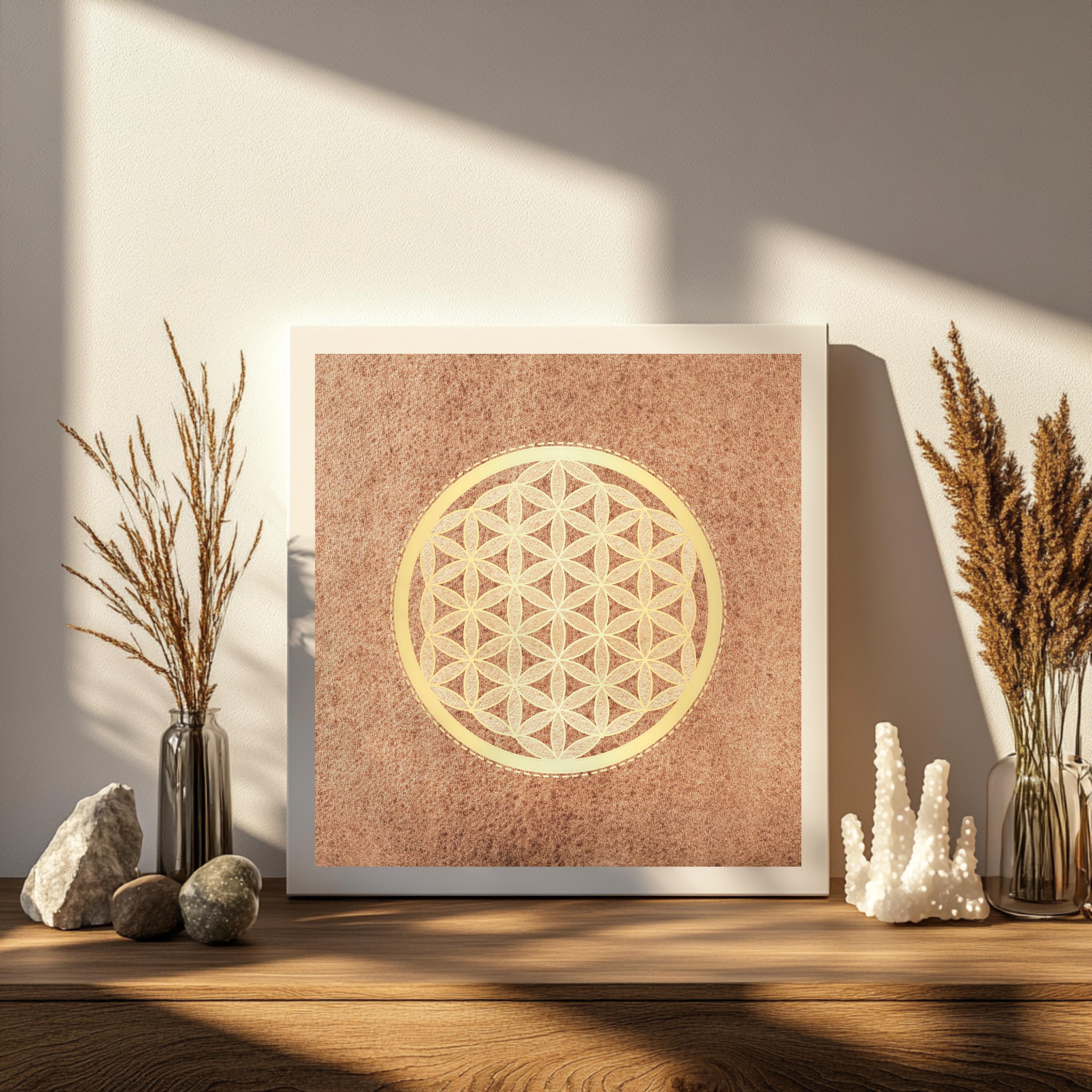 Custom Framed Flower of Life Metallic Foil Print Sacred Geometry Wall ...