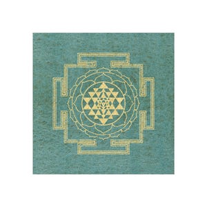 Sacred Sri Yantra Art Poster on Green Watercolor Background - Spiritual ...