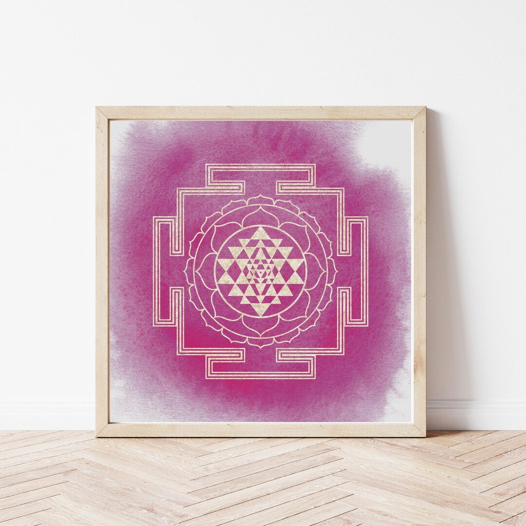Sri Yantra Spiritual Art Print | Sacred Geometry Pink Watercolor Museum ...