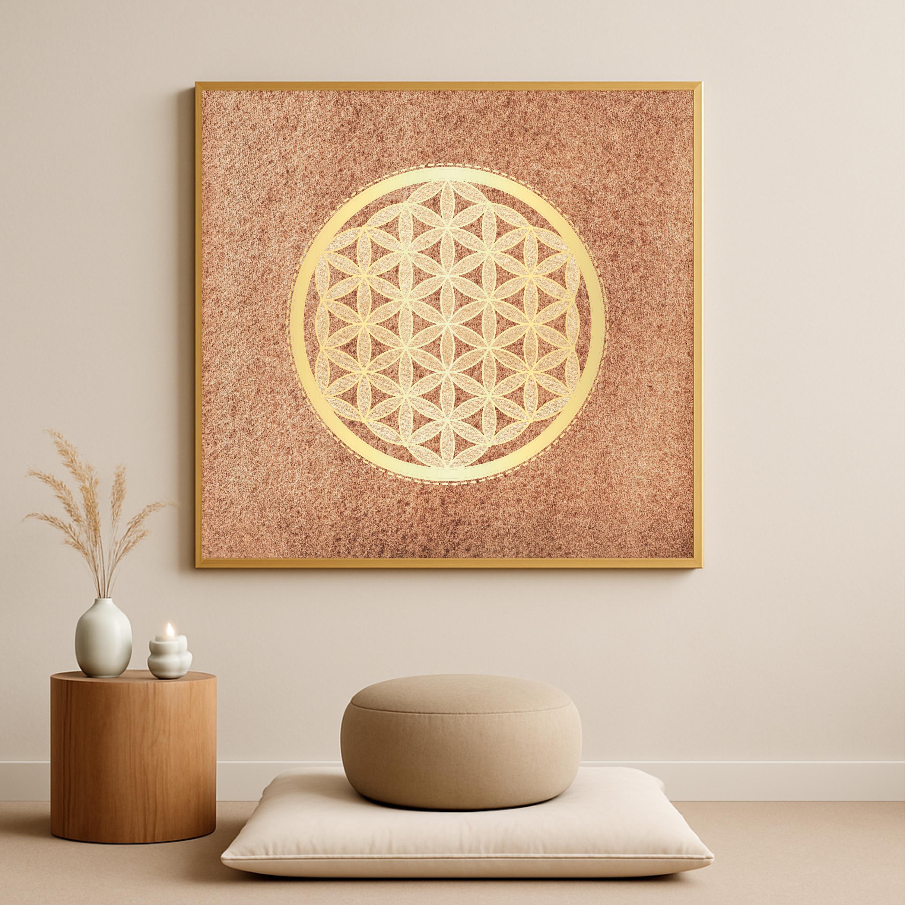 Custom Framed Flower of Life Metallic Foil Print Sacred Geometry Wall ...