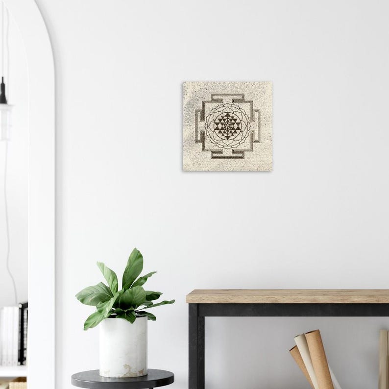 Sri Yantra Poster - Hematite Watercolor Sacred Geometry Art Print ...