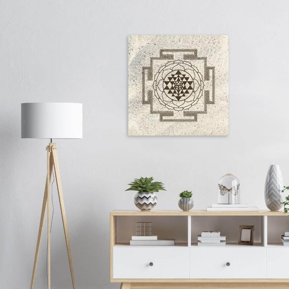 Sri Yantra Poster on Hematite Watercolor Background | Sacred Geometry ...