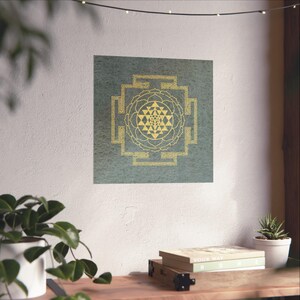 Sacred Sri Yantra on Neutral Soft Watercolor Background Fine Art Poster ...