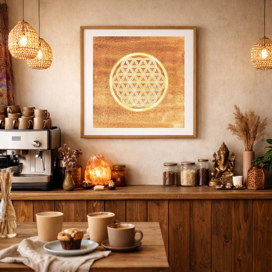 Custom Flower of Life Metallic Foil Print Sacred Geometry Wall Art ...