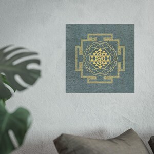 Sacred Sri Yantra on Neutral Soft Watercolor Background Fine Art Poster ...