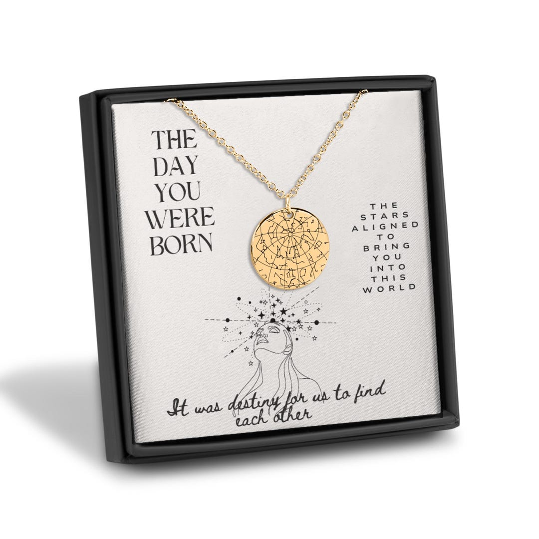 The Day You Were Born Custom Star Map Necklace Gold, Rose Gold, Silver ...