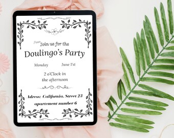 Classic Flowerish Party Invitation Letter (Dark, White)