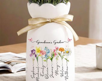Benutzerdefinierte Geburtsmonat Blumenvasen, Gartenblumenvase von Omas Mutter, Benutzerdefinierte Mom Vasen, Muttertagsgeschenke, Omas Geschenk, Geschenke für Mama