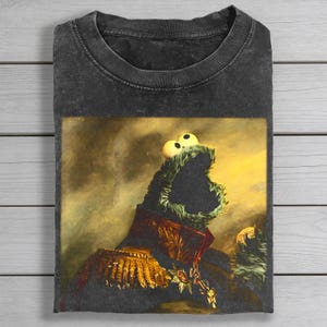 Muppet Art Comfort Farben Shirt, Cookie Monster Wash Shirt, lustiges T-Shirt, künstlerisches Comfy Shirt, Muppet Parodie T-Shirt, Geschenk für Fans