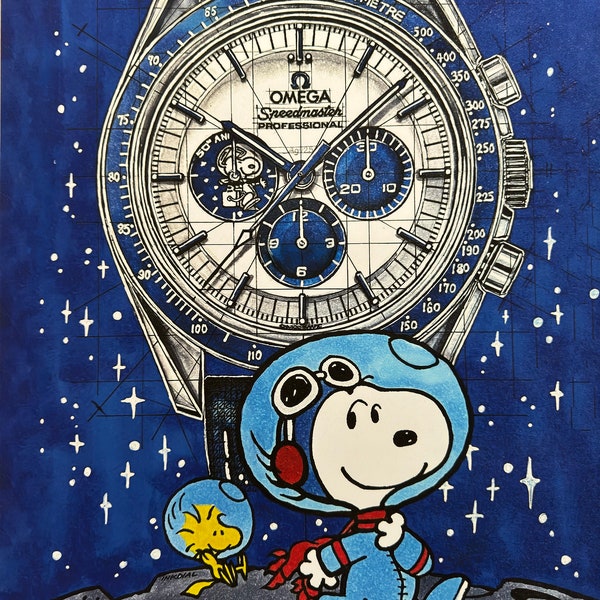 Omega Speedmaster Snoopy Moonwatch Artwork Poster - 50x70cm
