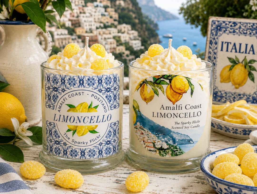 Limoncello Candle: Whipped Sorrento Lemon Cream, Italian Themed