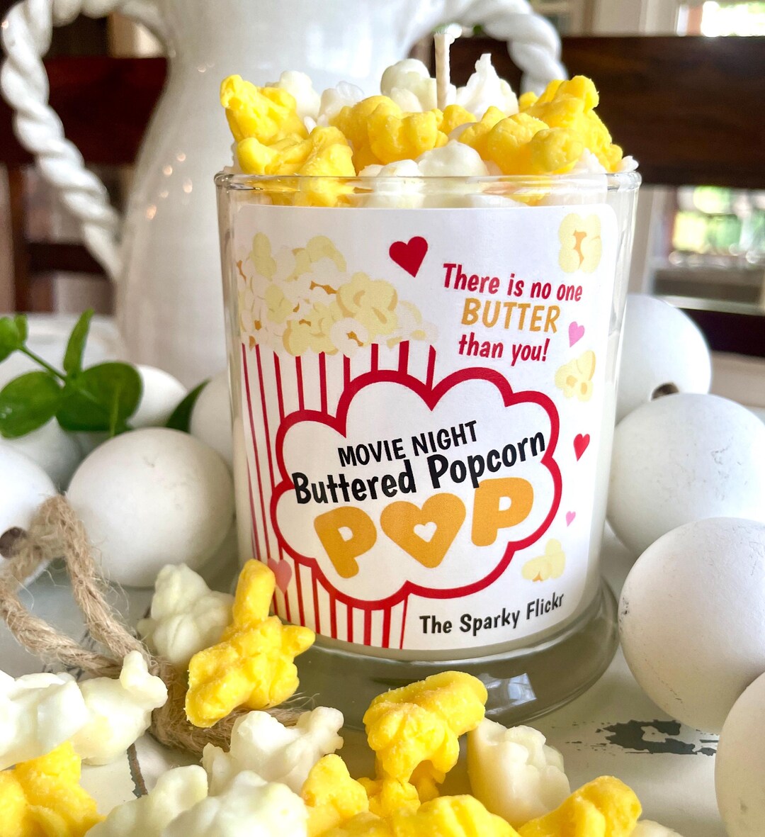 Popcorn Candle Buttered Popcorn Scented Soy Candle: Movie Night Candle Exchange Gift ...