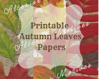 Printable Autumn Leaves Papers Fall Colors Journal Pages Junk Journal Collage Fodder Instant Fall