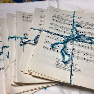 48 Vintage Music Papers, Song Pages from Children&#39;s Hymnal, Church Music, Gospel Music, Vintage Children&#39;s Music from Church, Vintage Hymnal