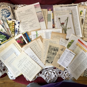 Kit de papel de diario basura #4 83 piezas 11 oz Música Naturaleza Pájaros Recetas de jardín Idiomas Lectores Servilletas taquigráficas Números Arquitectura