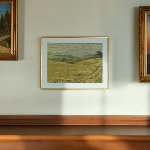 Matices de estepa dorada: pintura al óleo original, paisaje impresionista vintage, arte hecho a mano sobre cartón, decoración de pared rústica, ¡regalo perfecto!