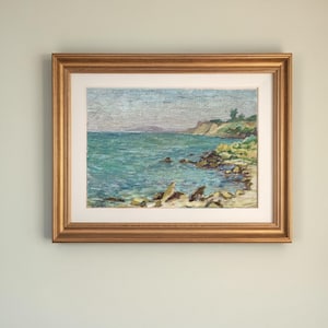 Pintura a óleo vintage original ao ar livre, paisagem do Mar de Azov ao ar livre, pintada à mão com pigmentos Lefranc, presente exclusivo para decoração de casa!