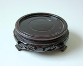 Med - Vintage Chinese carved rosewood hardwood stand ornated carving - 2 5 8 quot inside Diameter - No.2 B3