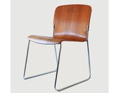 Modern Danish walnut plywood bentwood and chrome chair