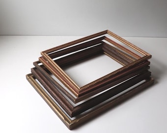 Vintage Wood Frames Set of 5 | Antique Rustic Picture Frames | No Glass [B20]B