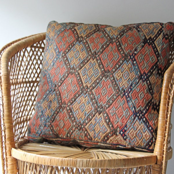 Antique wool  kilim accent pillow - boho bohemian style decor