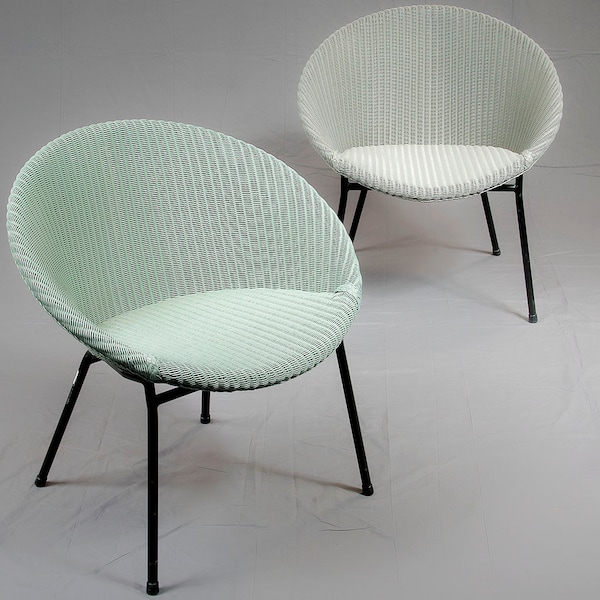 Lloyd Loom "lusty" lounge chair mid century modern chairs pastel color - THIS LISTING is for the sea green chair only