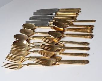36 Pc Set of Farberware Gold-plated Flatware Service for 7