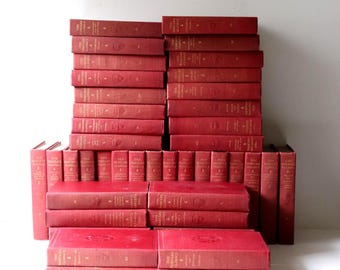 Antique 49-Volume Harvard Classics Book Set (1909) – Red Hardcover Edition