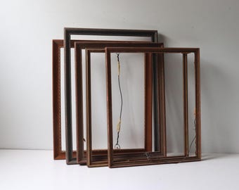 Vintage Wood Frames Set of 5 | Antique Rustic Picture Frames | No Glass [B20]C