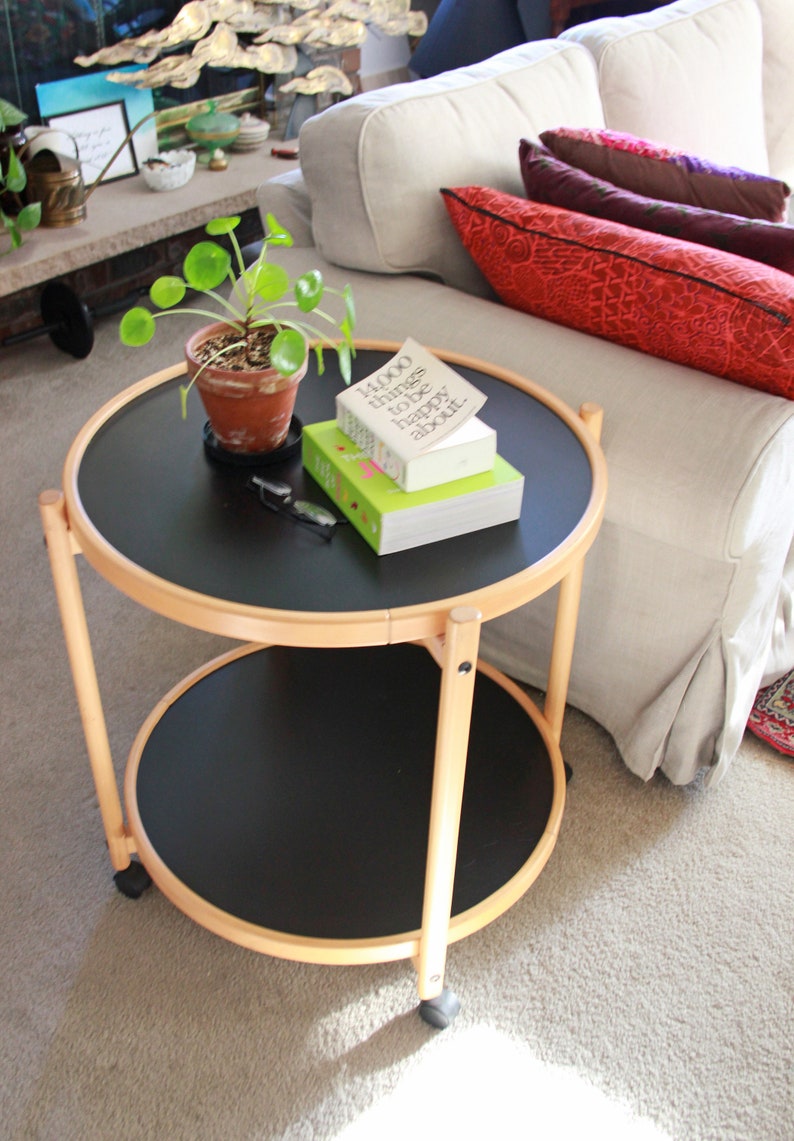Mid Century Modern Henning Oddense 2 Tier Round Side Table Image 0 1 2