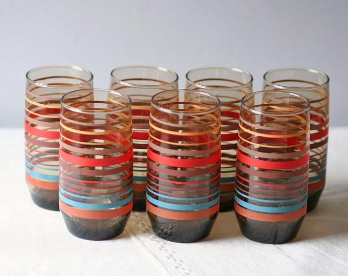 Reserved for Jamie.....stripes Tumblers / Vintage Drinking Glasses