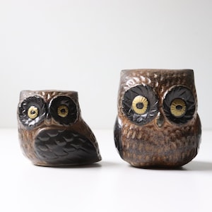 2 Pc Petite Ceramic Owl Vintage Japan Owl Figures Home Accent image 1