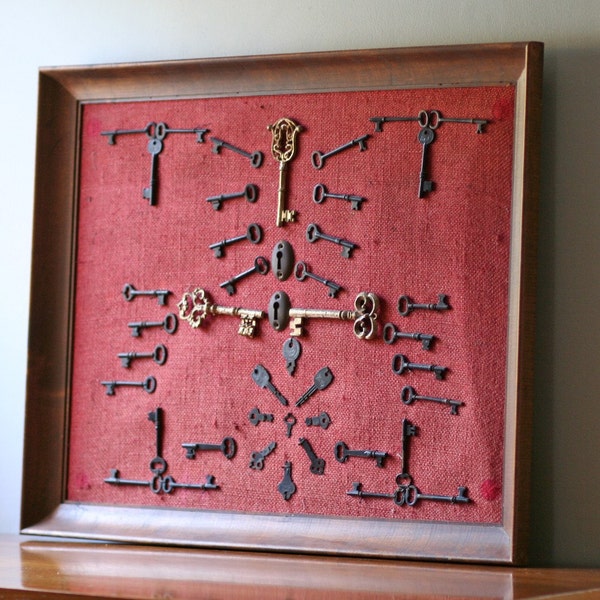 reserved for Monette.....collection of vintage skeleton keys framed