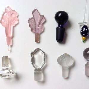1 Small Glass Stopper for Perfume Bottles; Vintage Crystal Bubble Blown Glass Bottle Stopper; Clear Glass Colored Bottle Stopper [SB31C]