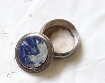 Round Tin Compact Pill Box Blue Cosmic; Fancy Pill Case Trinket Box; Gift Box for Rings and Jewelry