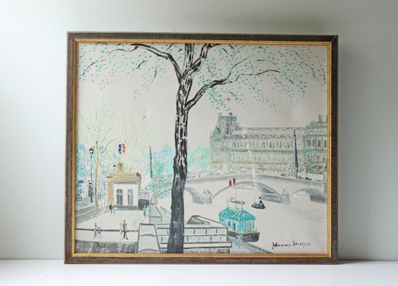Johannes Schiefer "Paris" Oil on Canvas Painting; Paris Landscape Painting Pastel; Home and Living Wall Decor