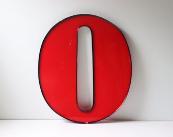 Large Red Letter O Plastic Billboard; Large Alphabet Letter Initial Zero; Store Front Sign Industrial Letter Wall Decor