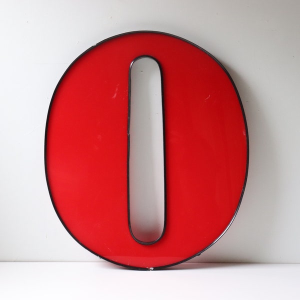 Large Red Letter O Plastic Billboard; Large Alphabet Letter Initial Zero; Store Front Sign Industrial Letter Wall Decor