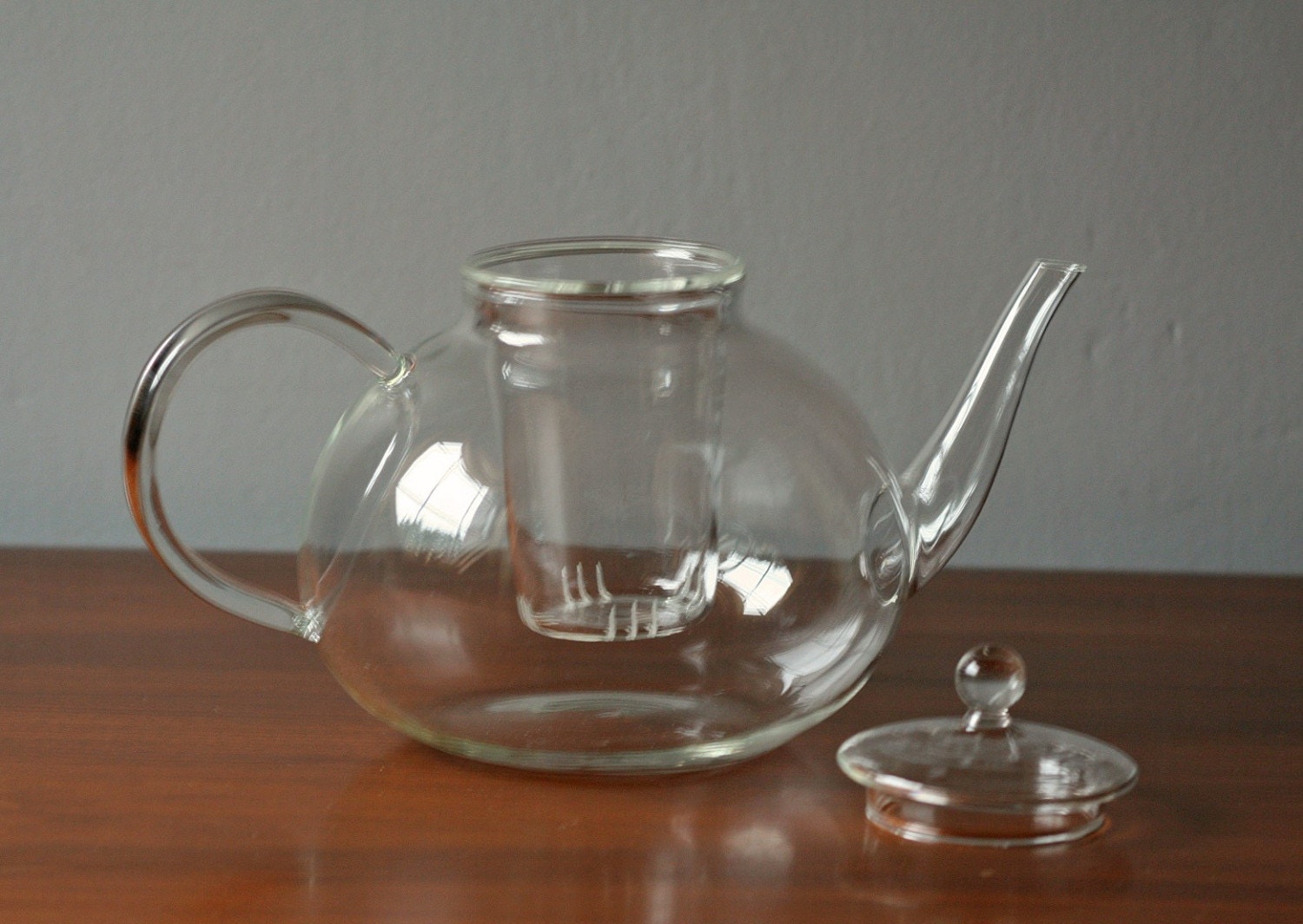 Clear glass vintage teapot with glass insert Etsy