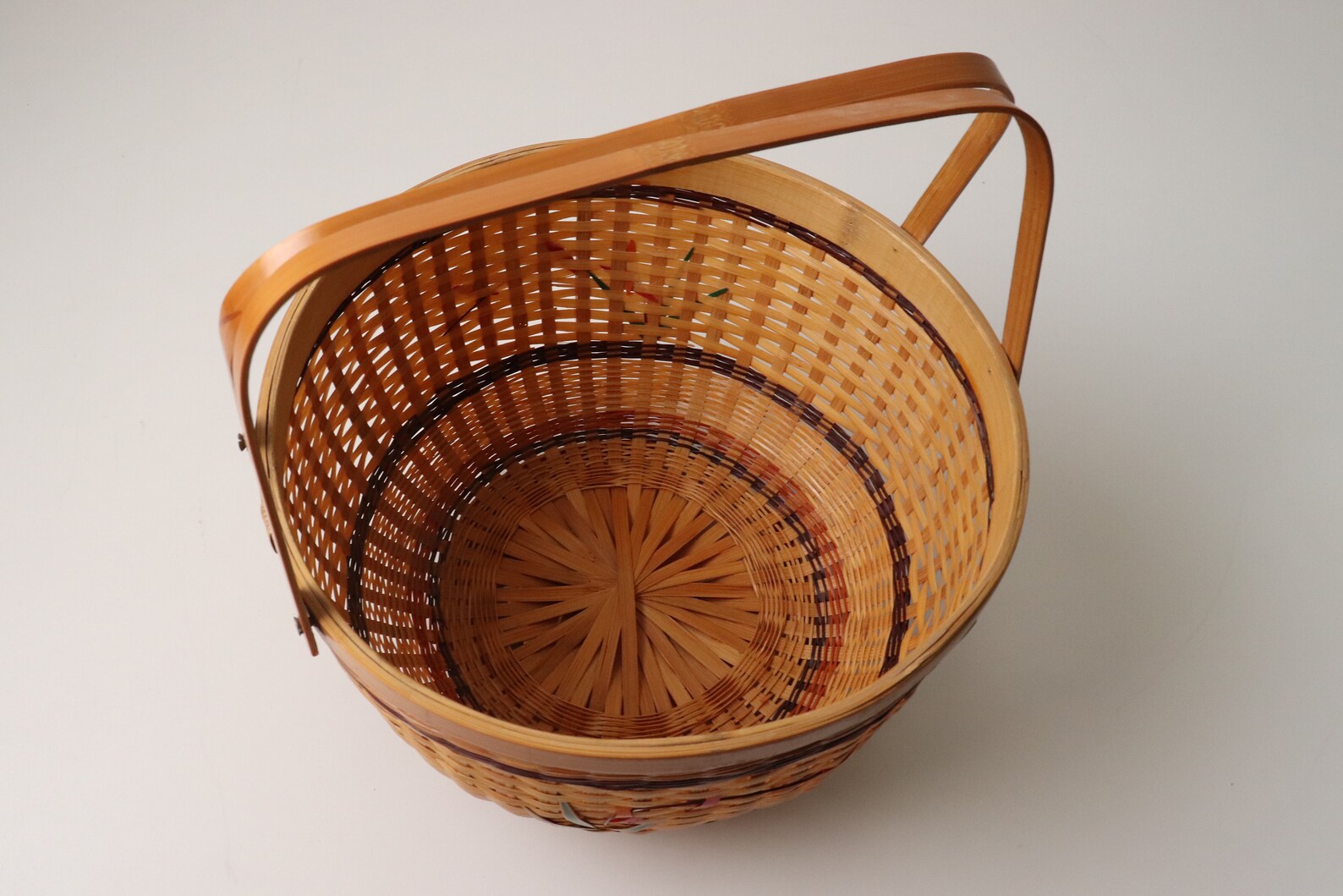 Woven Bamboo Chinese Basket With Handle Fruit Herb Gathering - Etsy