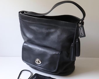 Coach Legacy Archive Bucket Duffle Sac; Coach Leather Black Shoulder Bag PLUS Leather Card Holder [B12]